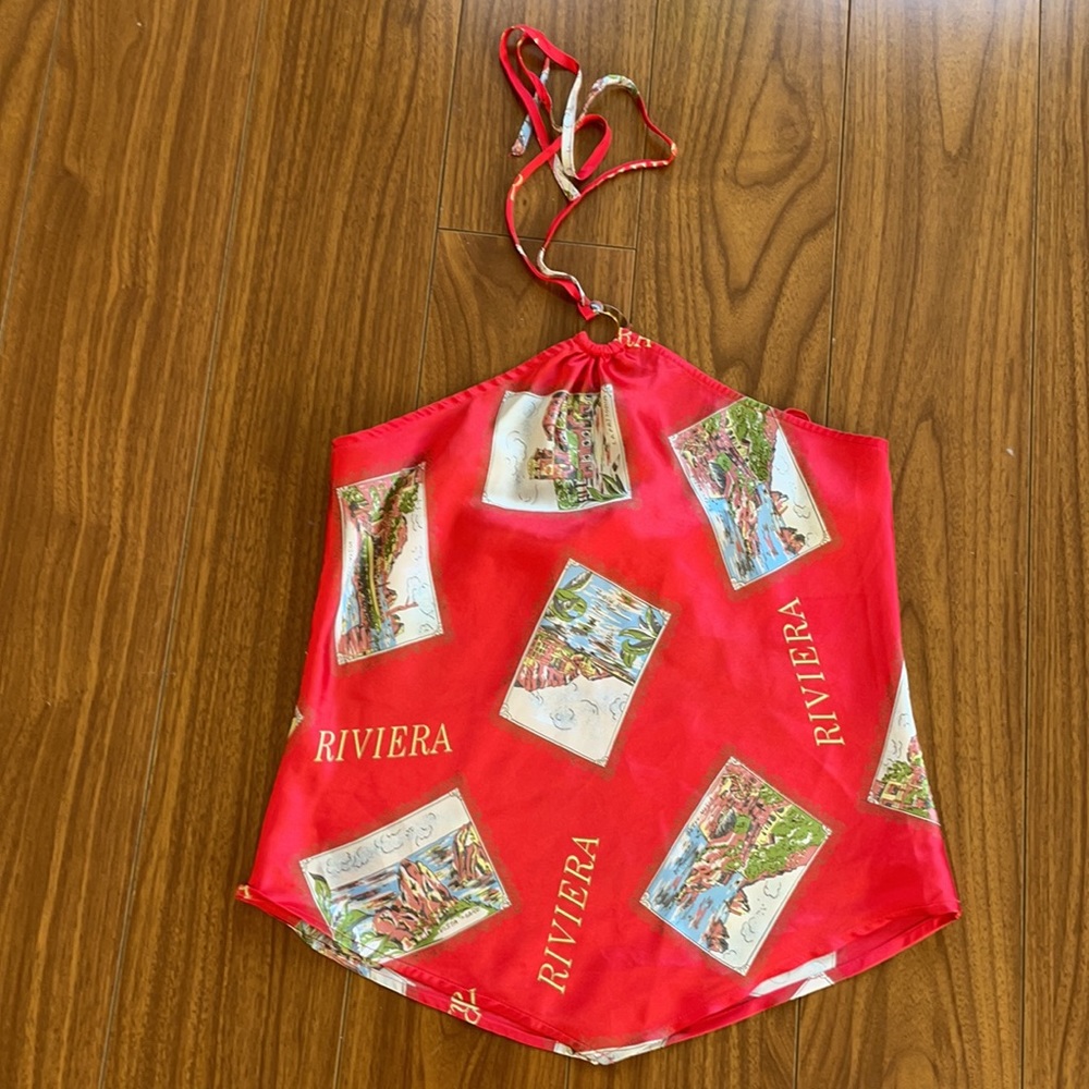 Halter scarf silky top